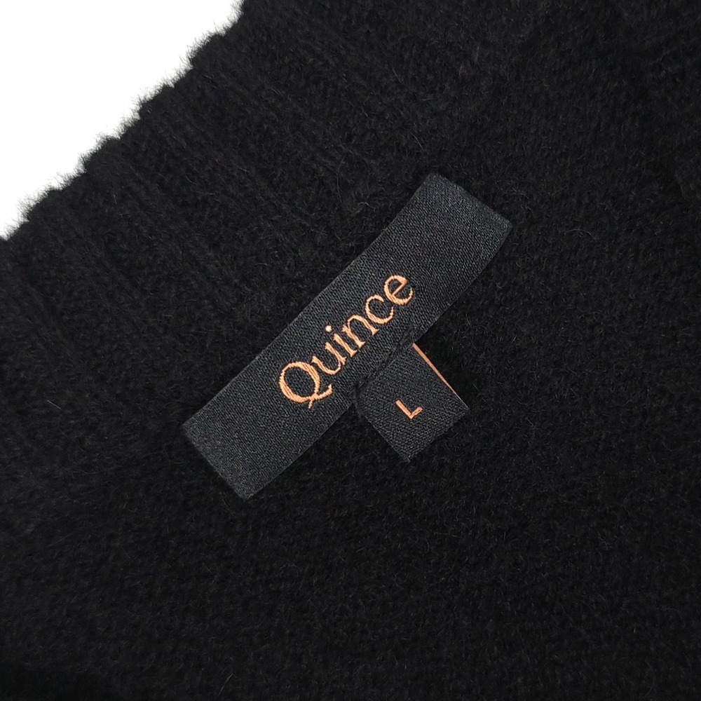 QUINCE Men's Sweater LARGE Black 100% YAK WOOL Pullover Luxury Knit ST1EC01 - Picture 2 of 10
